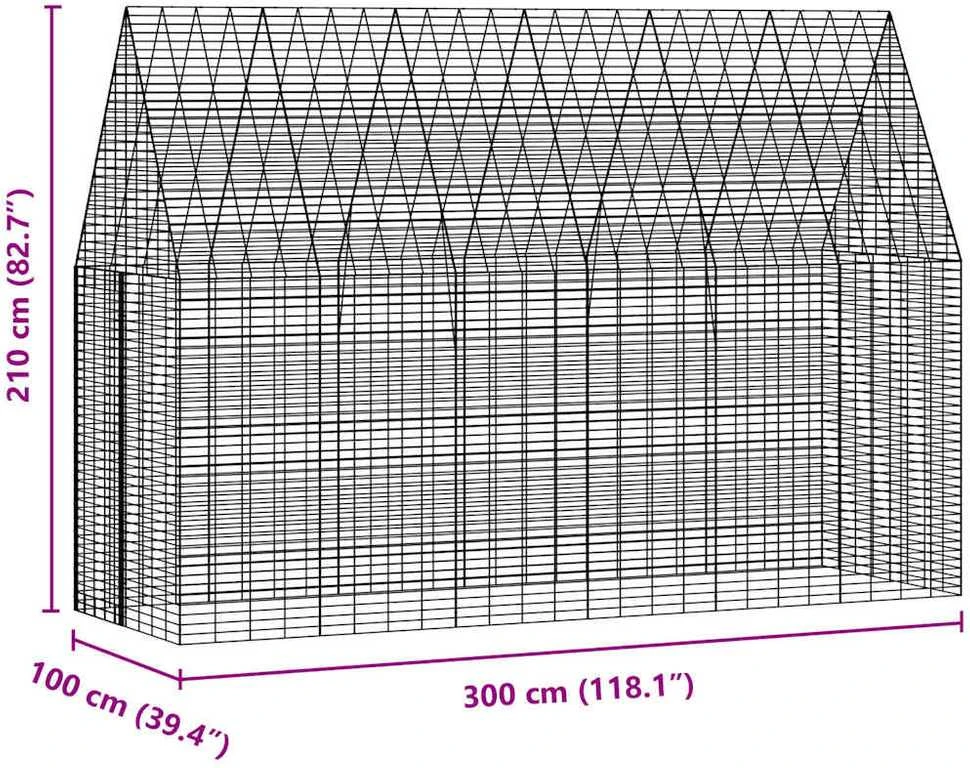 Triušių narvas Sidabrinė 300 x 100 x 210 cm