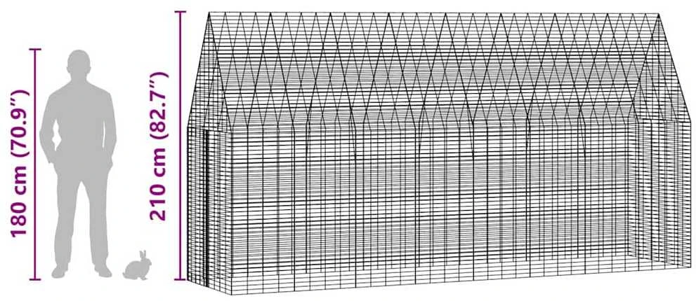 Triušių narvas Sidabrinė 400 x 100 x 210 cm