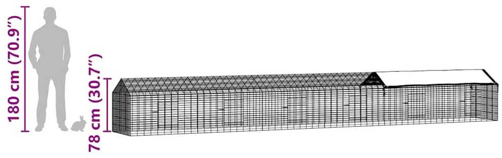 Triušių narvas Sidabro 600 x 78 x 78 cm Cinkuota plienas