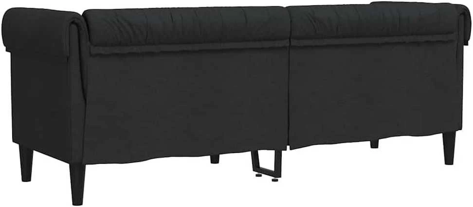 Trivietė chesterfield sofa, juodos spalvos, audinys