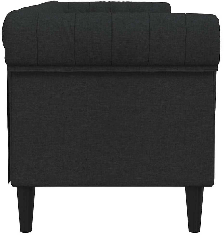 Trivietė chesterfield sofa, juodos spalvos, audinys