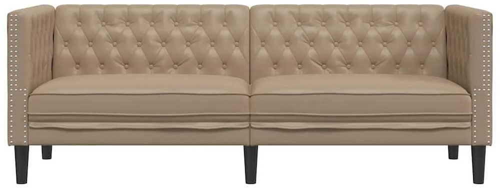 Trivietė chesterfield sofa, kapučino spalvos, dirbtinė oda