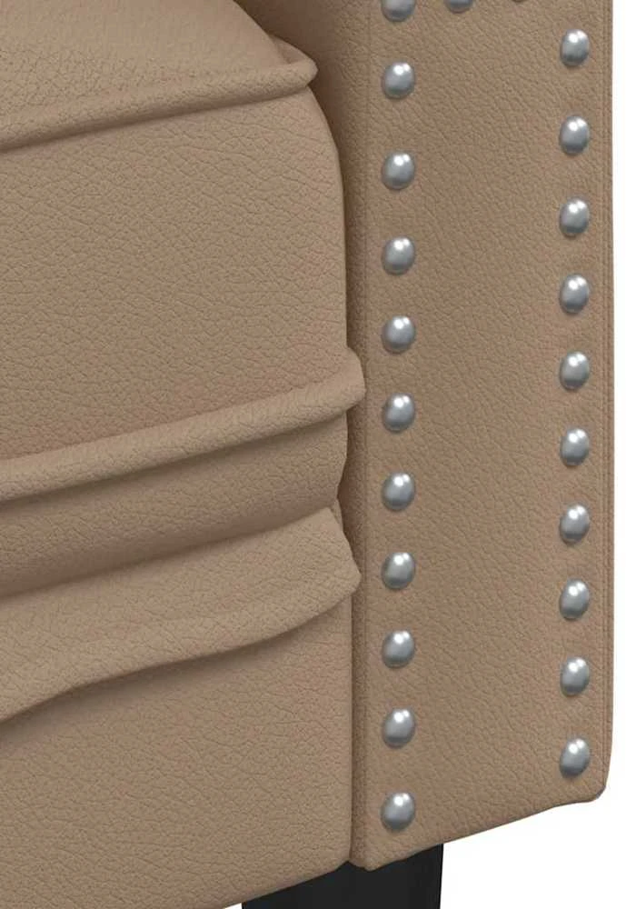 Trivietė chesterfield sofa, kapučino spalvos, dirbtinė oda