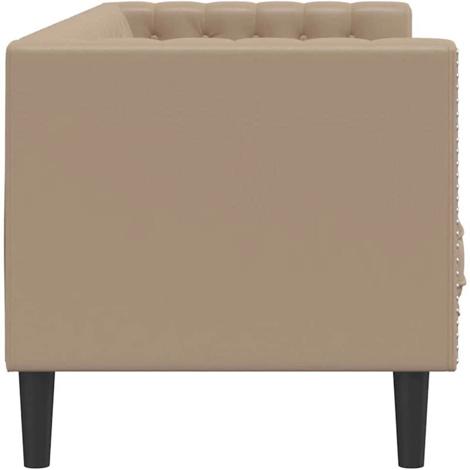 Trivietė chesterfield sofa, kapučino spalvos, dirbtinė oda