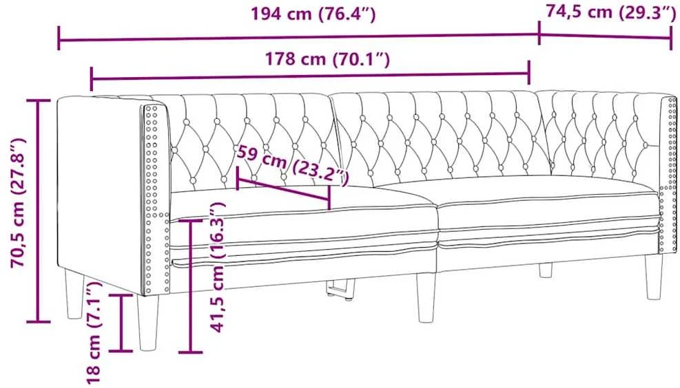 Trivietė chesterfield sofa, kapučino spalvos, dirbtinė oda