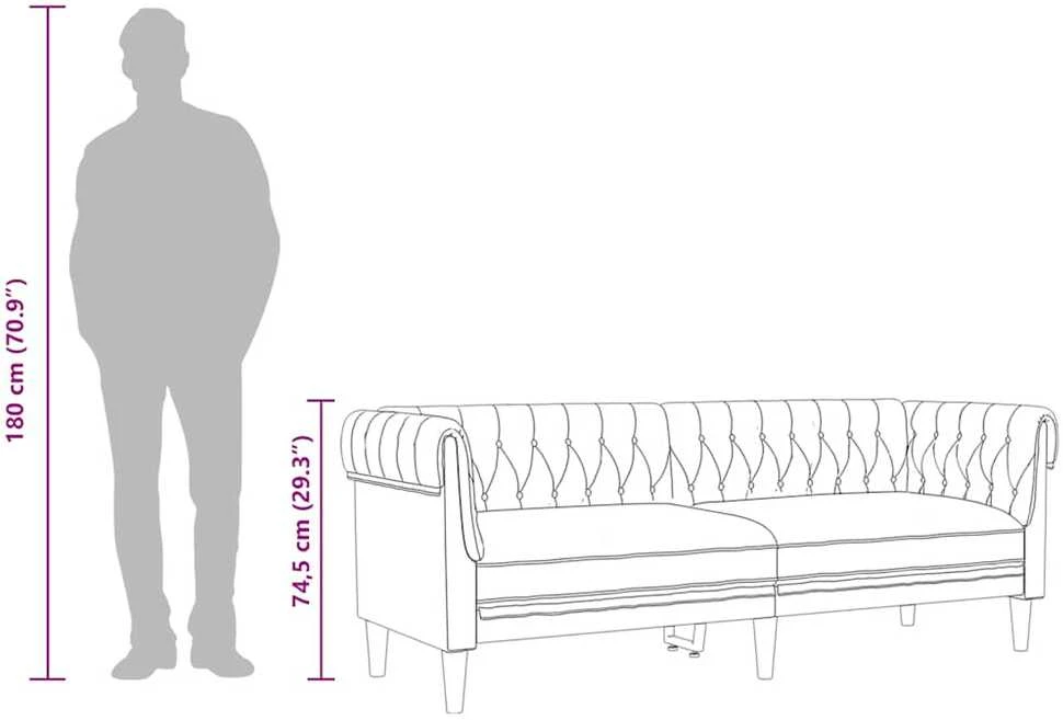 Trivietė chesterfield sofa, linas
