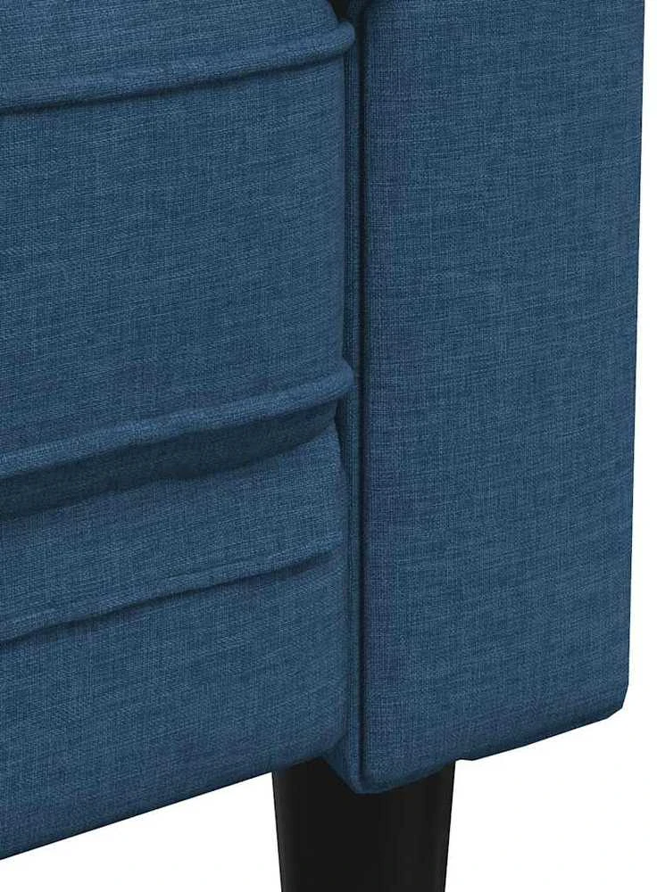 Trivietė chesterfield sofa, mėlynos spalvos, audinys