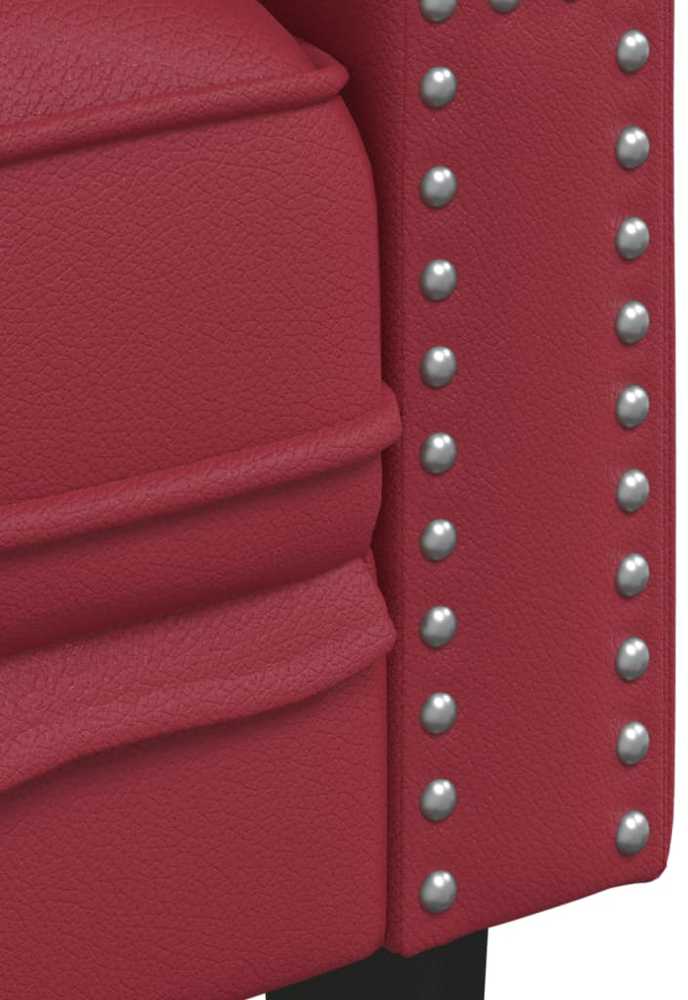 Trivietė chesterfield sofa, raudonojo vyno sp., dirbtinė oda