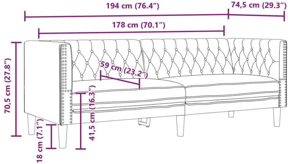 Trivietė chesterfield sofa, rudos spalvos, dirbtinė versta oda