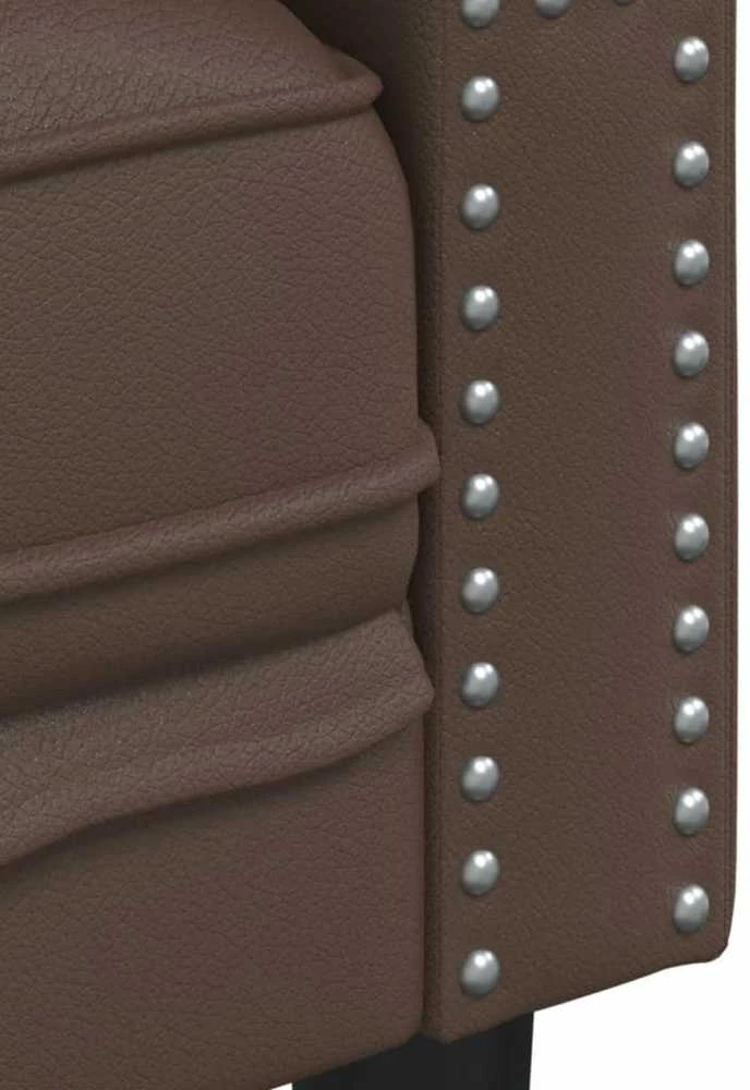 Trivietė chesterfield sofa, rudos spalvos, dirbtinė oda