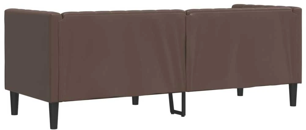 Trivietė chesterfield sofa, rudos spalvos, dirbtinė oda