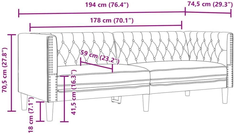 Trivietė chesterfield sofa, rudos spalvos, dirbtinė oda