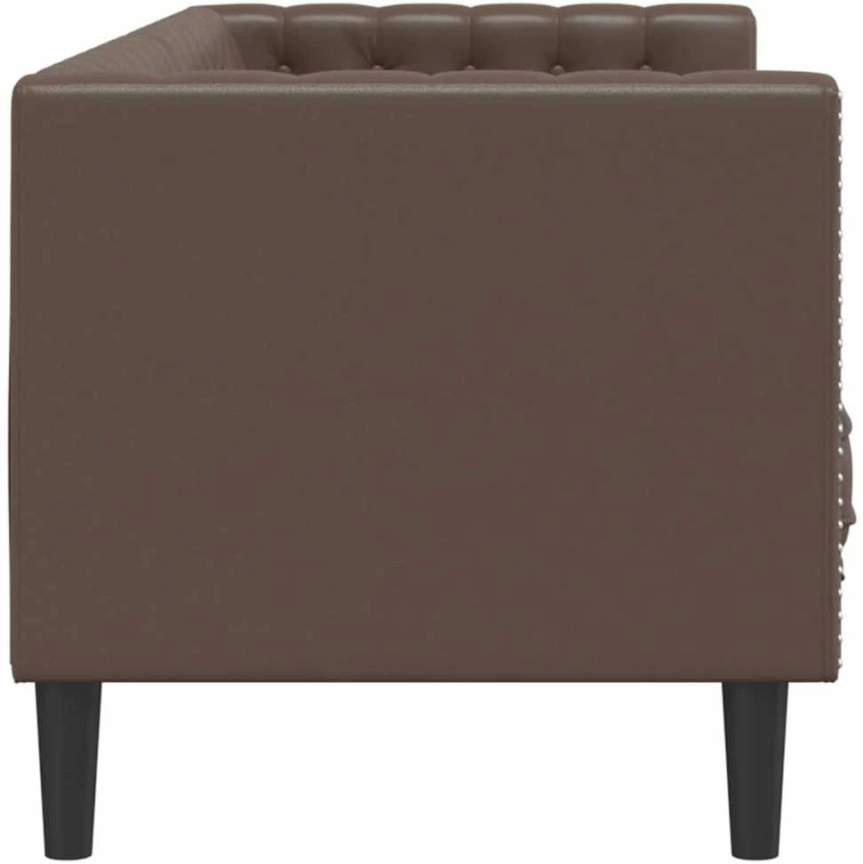 Trivietė chesterfield sofa, rudos spalvos, dirbtinė oda