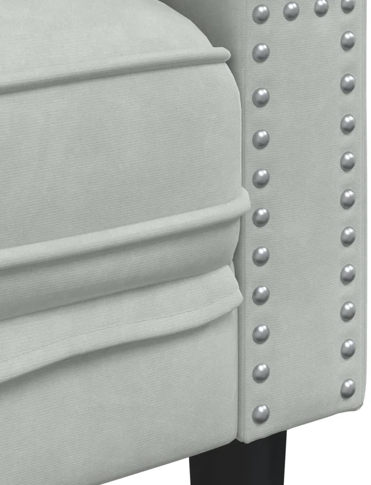 Trivietė chesterfield sofa su pagalvėlėmis, pilka, aksomas