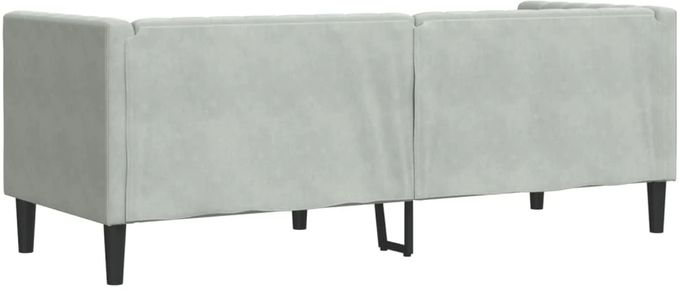 Trivietė chesterfield sofa su pagalvėlėmis, pilka, aksomas