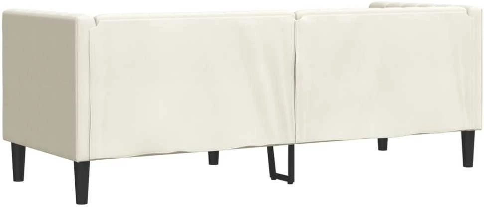Trivietė chesterfield sofa su pagalvėlėmis, kreminė, aksomas
