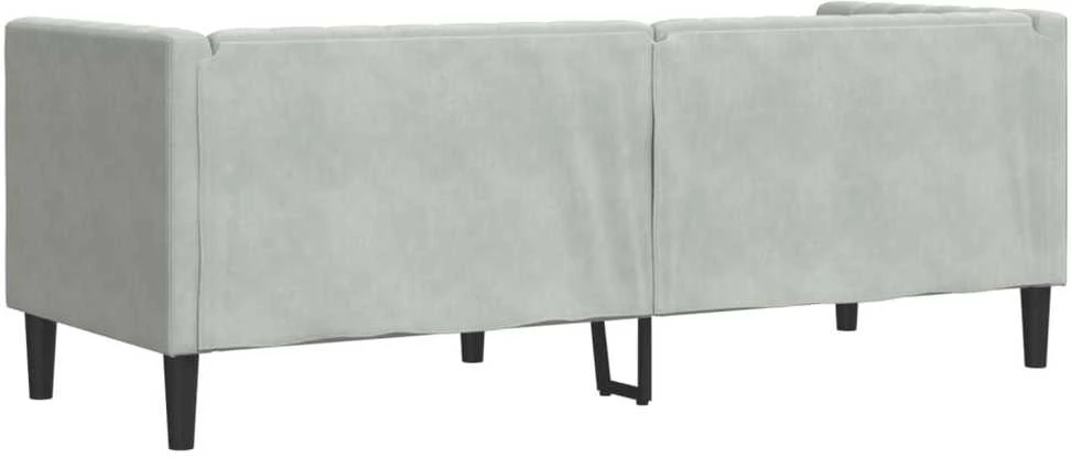 Trivietė chesterfield sofa su pagalvėlėmis, pilka, aksomas