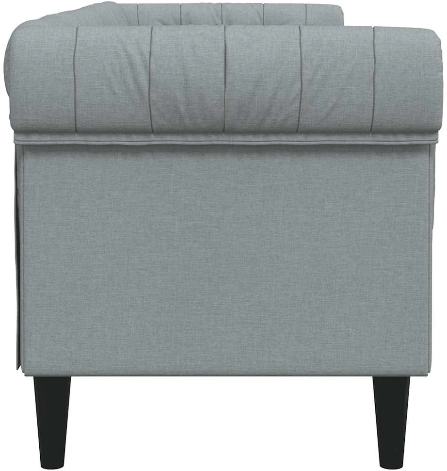 Trivietė chesterfield sofa, šviesiai pilkos spalvos, audinys