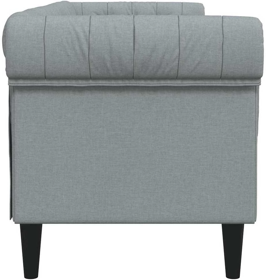 Trivietė chesterfield sofa, šviesiai pilkos spalvos, audinys