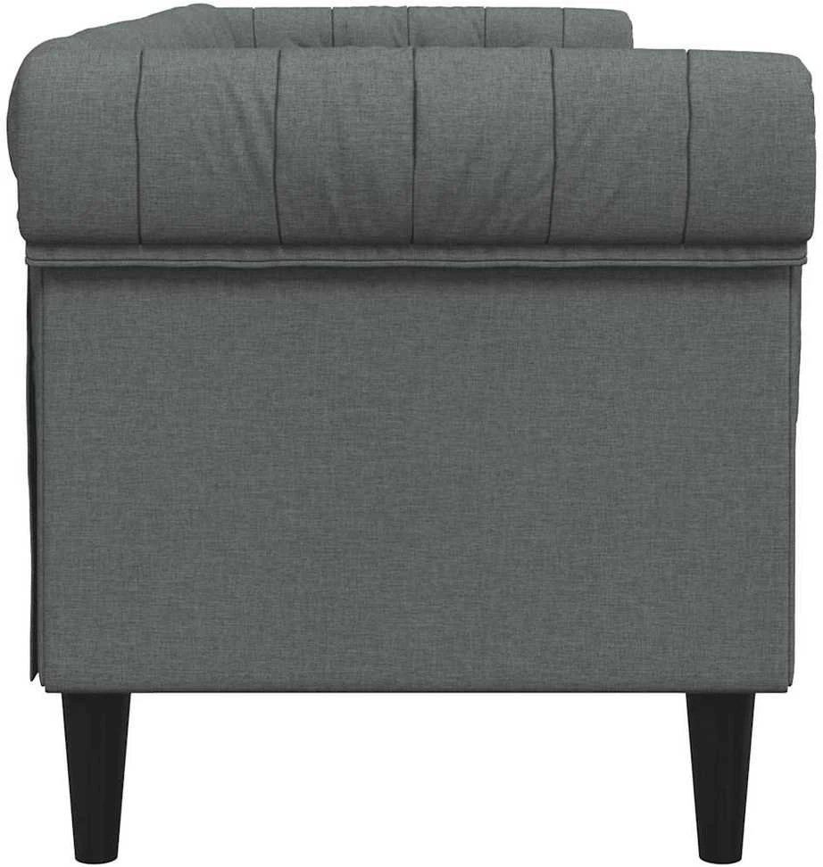 Trivietė chesterfield sofa, tamsiai pilkos spalvos, audinys