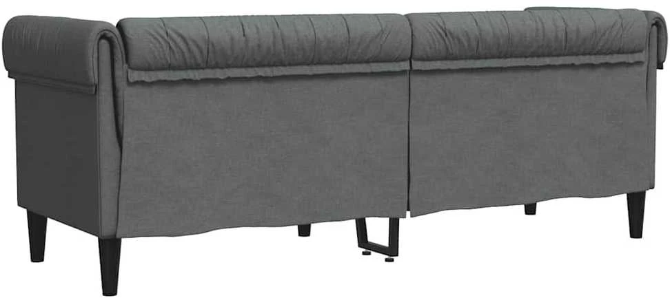 Trivietė chesterfield sofa, tamsiai pilkos spalvos, audinys