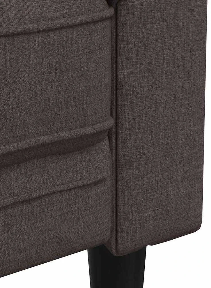 Trivietė chesterfield sofa, tamsiai rudos spalvos, audinys