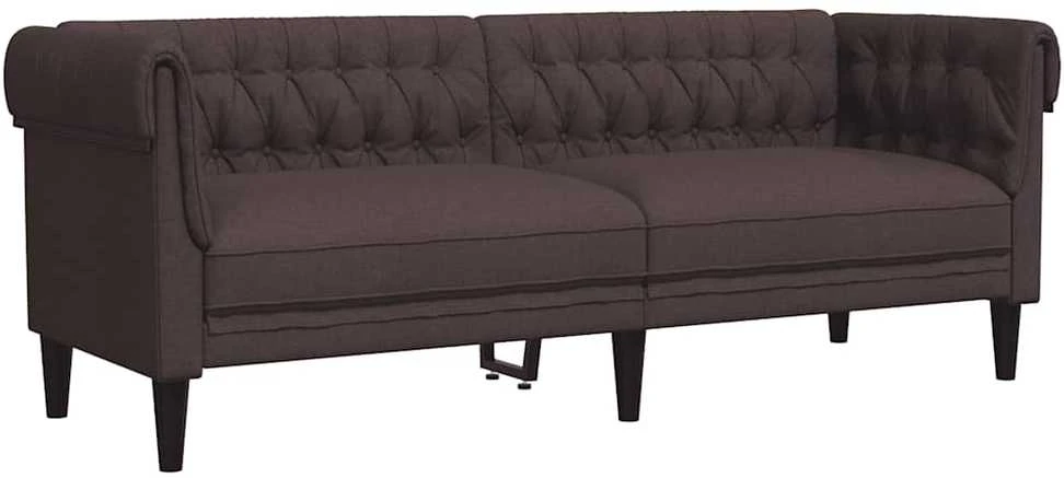 Trivietė chesterfield sofa, tamsiai rudos spalvos, audinys