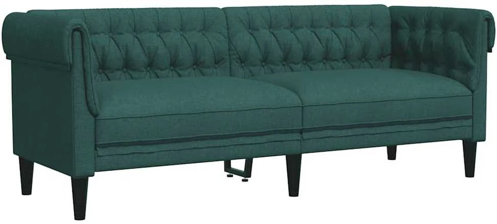 Trivietė chesterfield sofa, tamsiai žalios spalvos, audinys