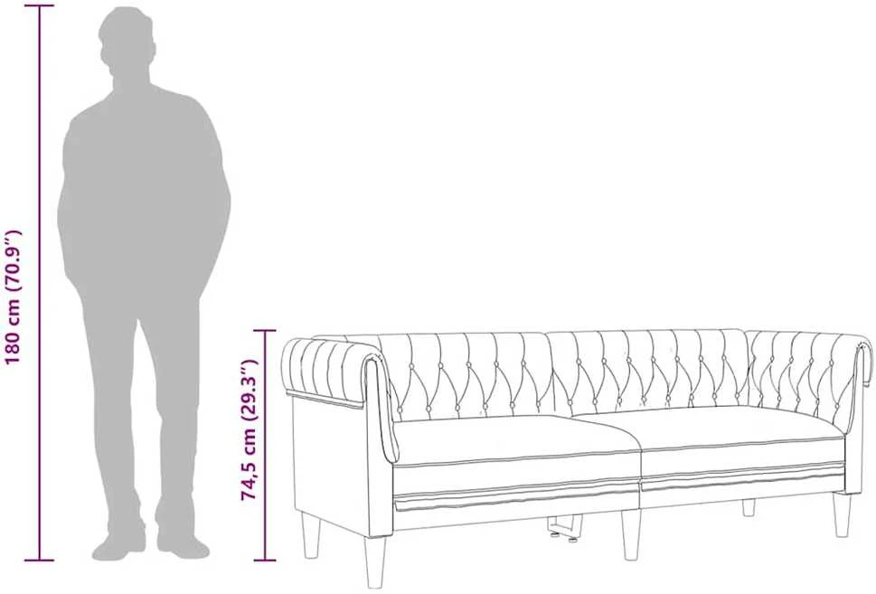 Trivietė chesterfield sofa, tamsiai žalios spalvos, audinys