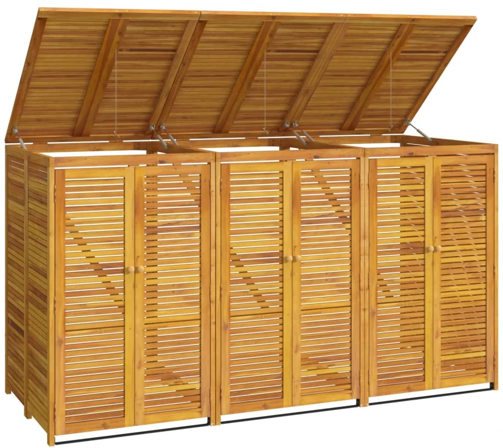 Trivietė šiukšlių konteinerių pastogė, 210x89x117cm, akacija