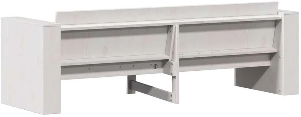 Trivietė sodo sofa, balta, 189x60x62cm, pušies medienos masyvas