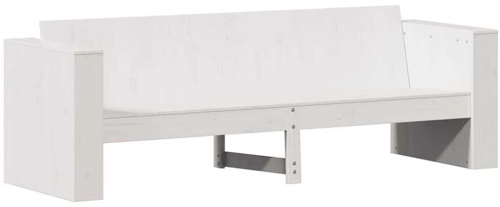 Trivietė sodo sofa, balta, 189x60x62cm, pušies medienos masyvas