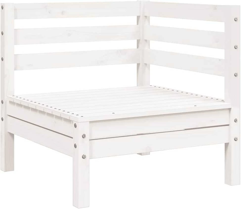 Trivietė sodo sofa, baltos spalvos, pušies medienos masyvas