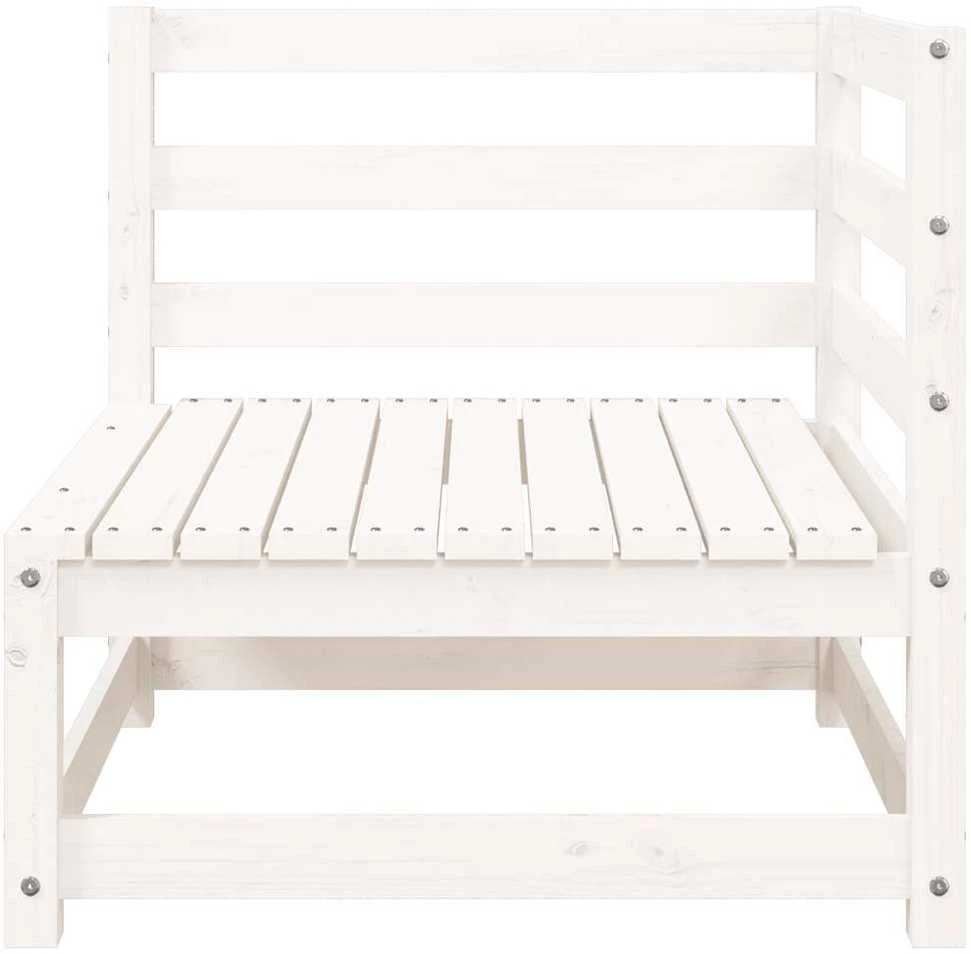 Trivietė sodo sofa, baltos spalvos, pušies medienos masyvas