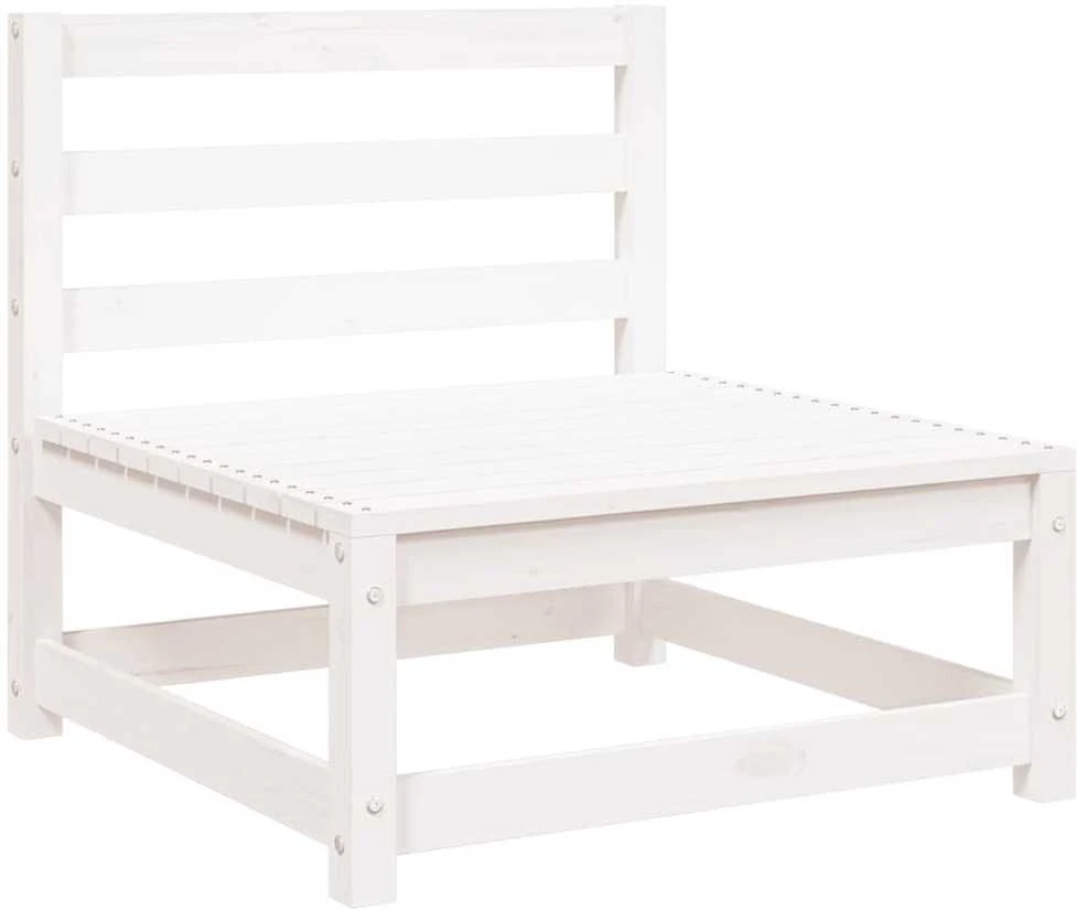 Trivietė sodo sofa, baltos spalvos, pušies medienos masyvas