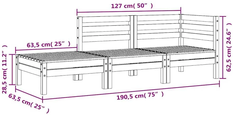 Trivietė sodo sofa, impregnuota pušies mediena