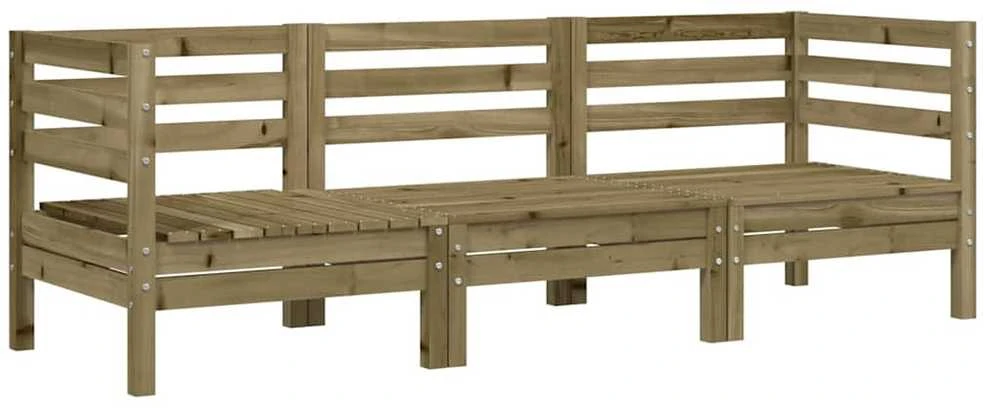 Trivietė sodo sofa, impregnuota pušies mediena