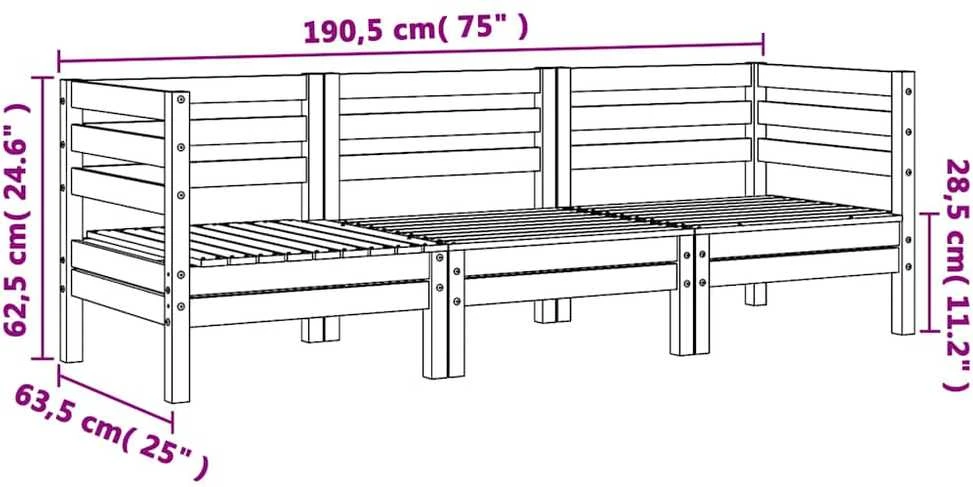 Trivietė sodo sofa, impregnuota pušies mediena