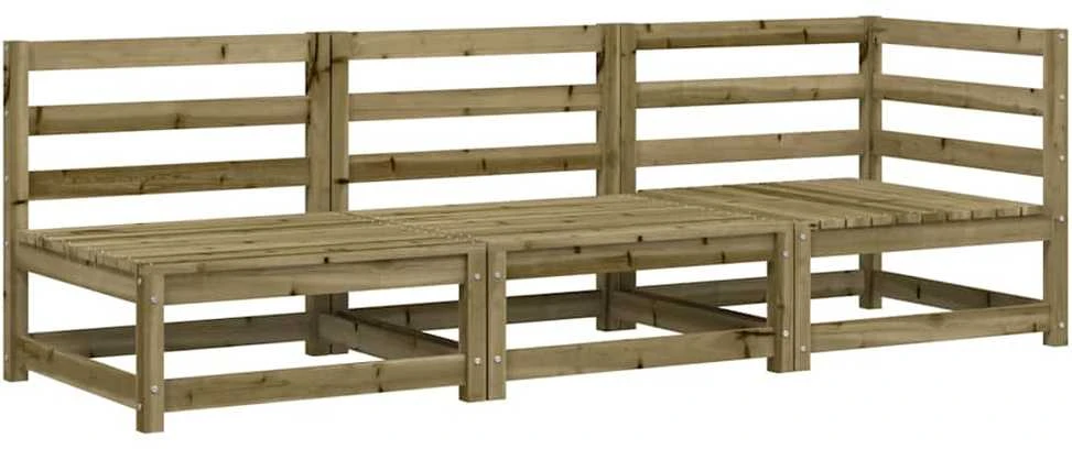 Trivietė sodo sofa, impregnuota pušies mediena