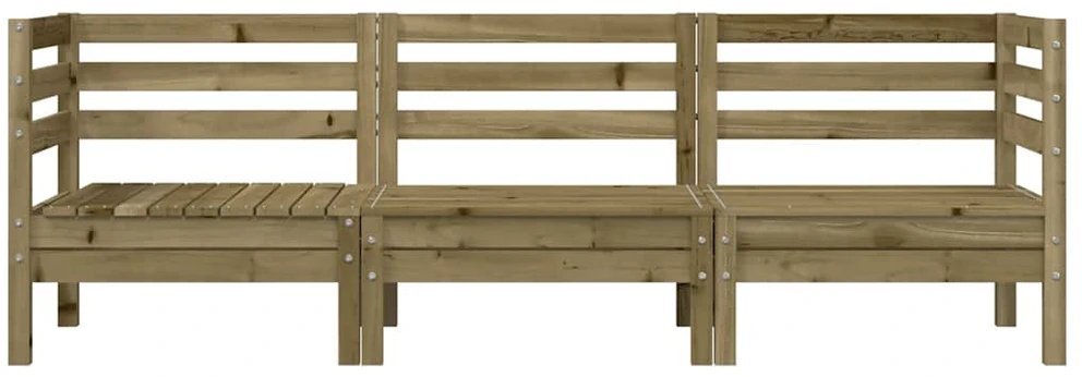 Trivietė sodo sofa, impregnuota pušies mediena