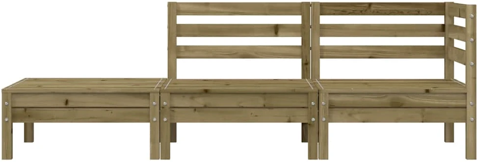 Trivietė sodo sofa, impregnuota pušies mediena