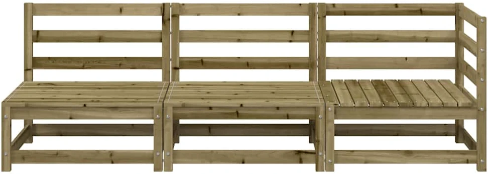 Trivietė sodo sofa, impregnuota pušies mediena