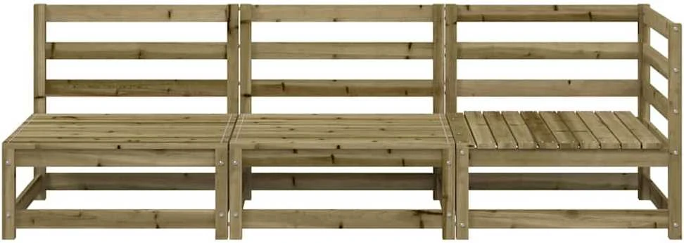 Trivietė sodo sofa, impregnuota pušies mediena