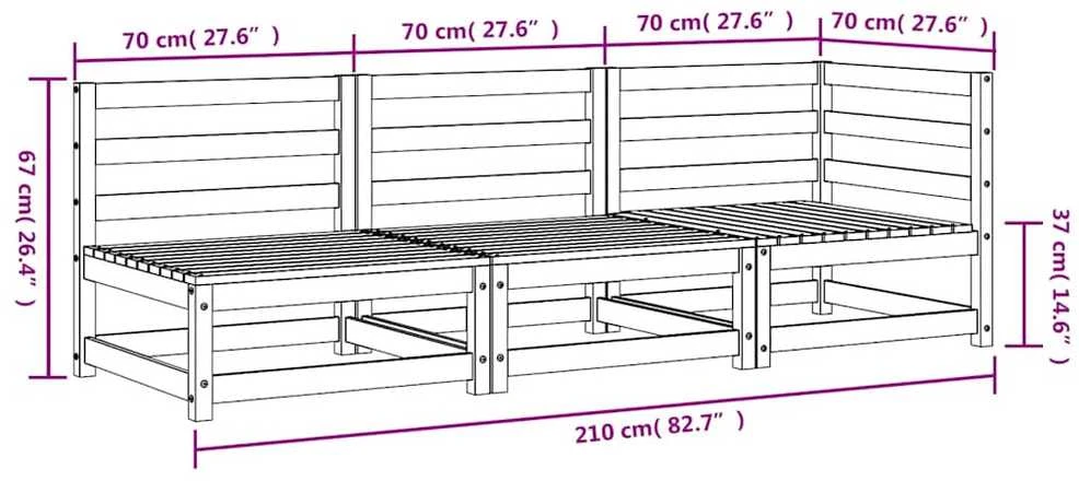 Trivietė sodo sofa, impregnuota pušies mediena