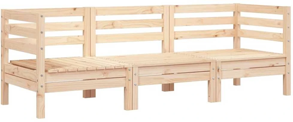 Trivietė sodo sofa, pušies medienos masyvas