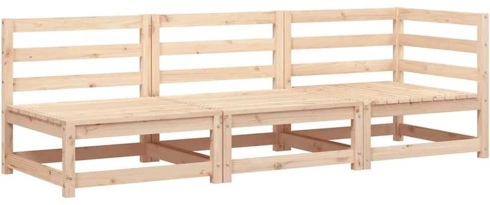 Trivietė sodo sofa, pušies medienos masyvas
