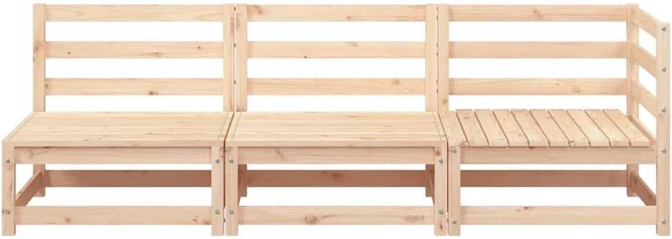 Trivietė sodo sofa, pušies medienos masyvas