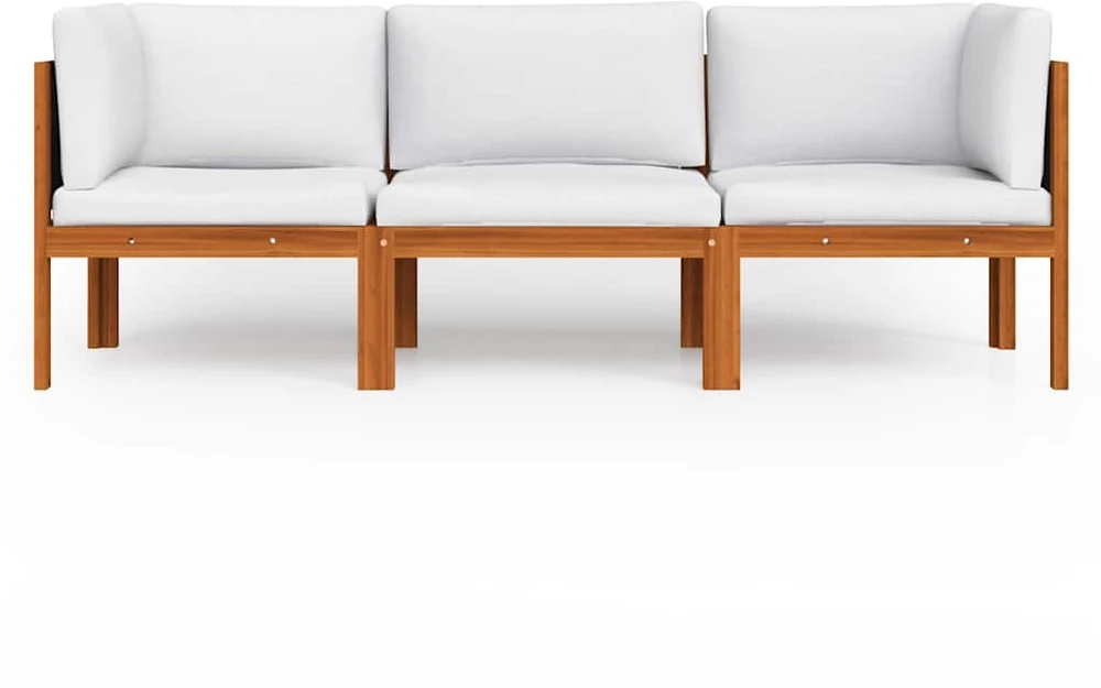 Trivietė sodo sofa su pagalvėlėmis, akacijos medienos masyvas