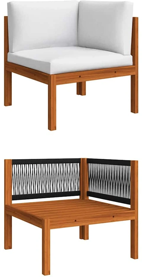 Trivietė sodo sofa su pagalvėlėmis, akacijos medienos masyvas