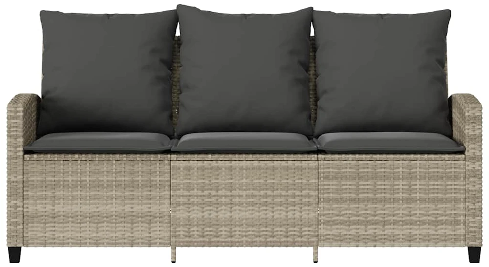 Trivietė sodo sofa su pagalvėlėmis ir staliuku, šviesiai pilka